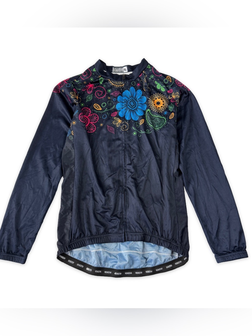 Weimostar Long Sleeve Cycling Jersey Womens XL Bike Shirt‎ Navy Colorful Floral